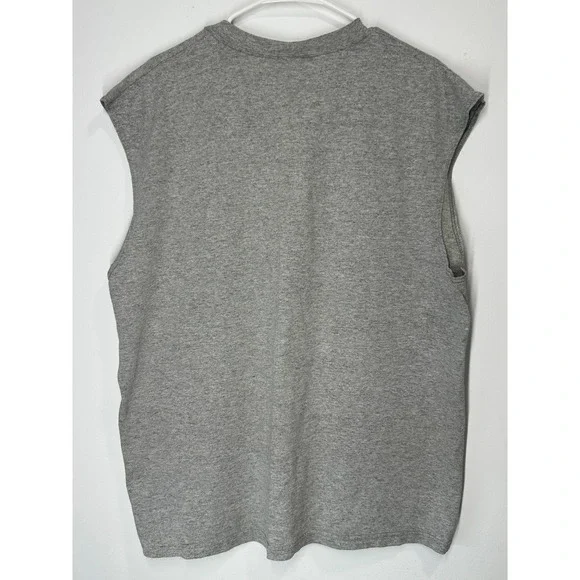 Vintage 90s Nike Cut Sleeve Tank Top Swoosh Shirt Gray - Large - Picture 3 of 5